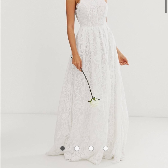 ASOS Lace Halter Neck Maxi Wedding Dress - Picture 2 of 12
